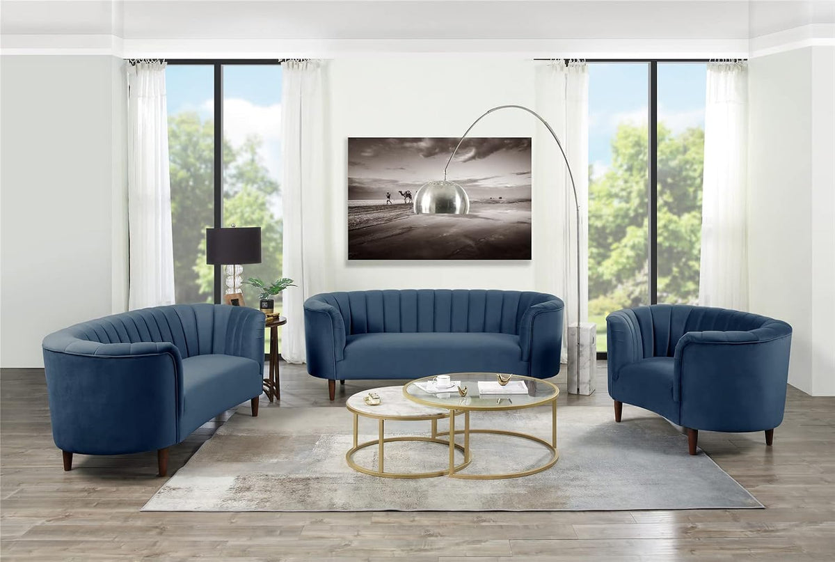 Luxury Channel Tufted Upholstered Armchair & Loveseat