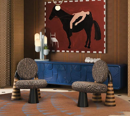 Zebra Print Pedestal Accent Chair