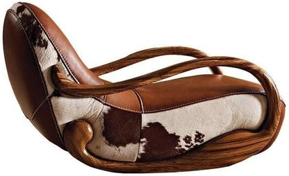 Elegant Genuine Leather Rocking Chair