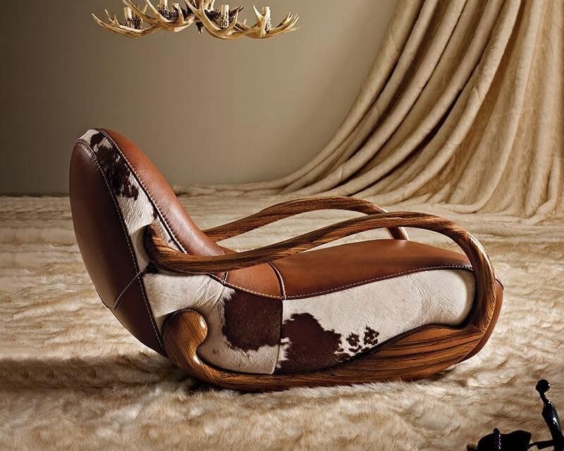 Elegant Genuine Leather Rocking Chair