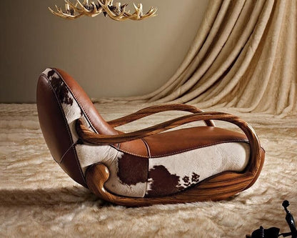 Elegant Genuine Leather Rocking Chair