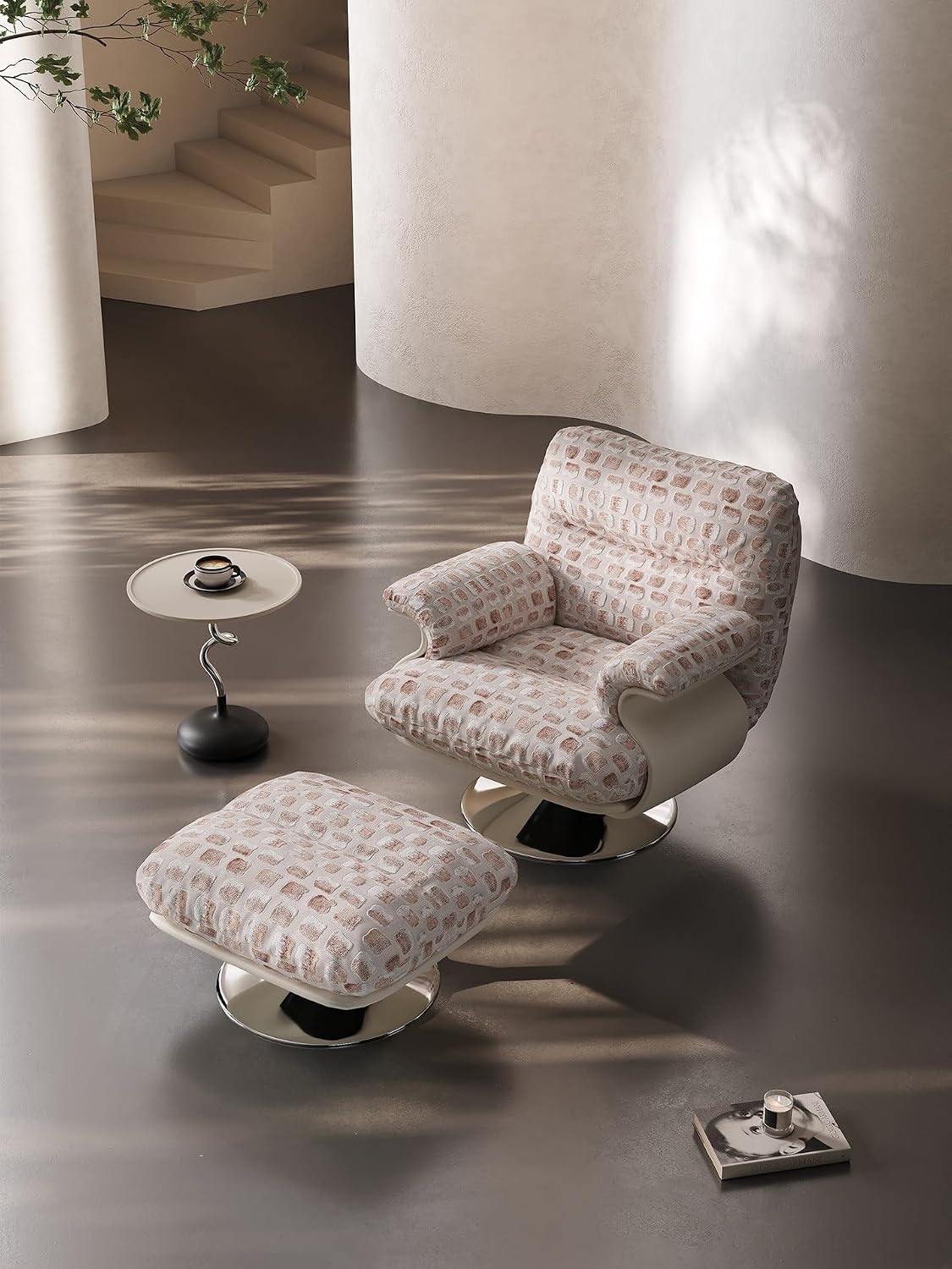 Upholstered Armchair with Footrest