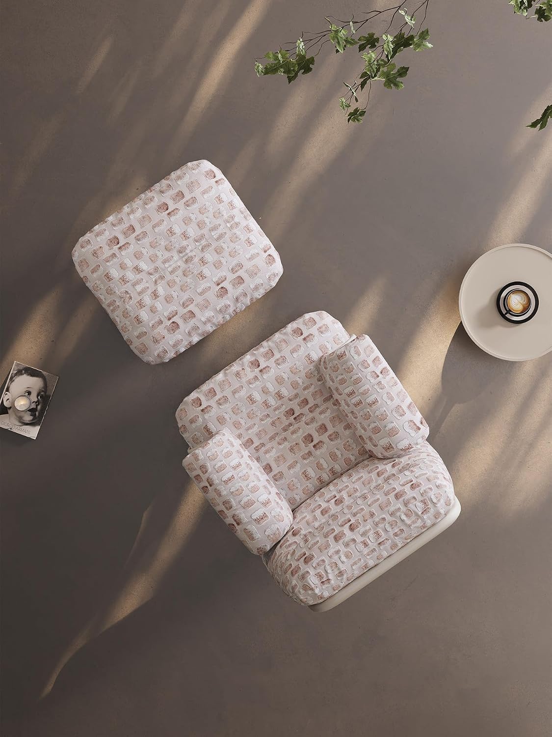 Upholstered Armchair with Footrest