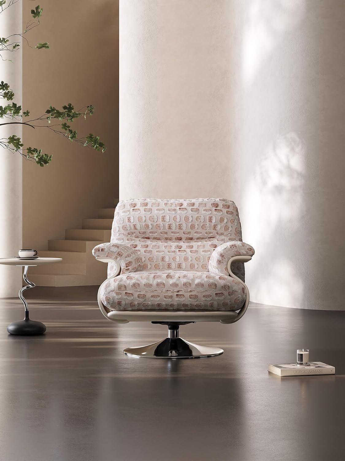 Upholstered Armchair with Footrest