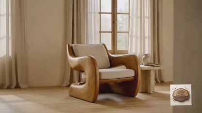 Sculptural Wooden Accent Chair