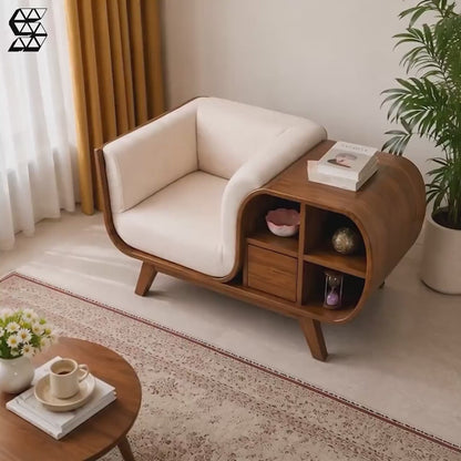 Mid-Century Wood Sofa Bench