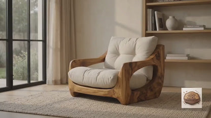 Sculptural Wooden Lounge Chair